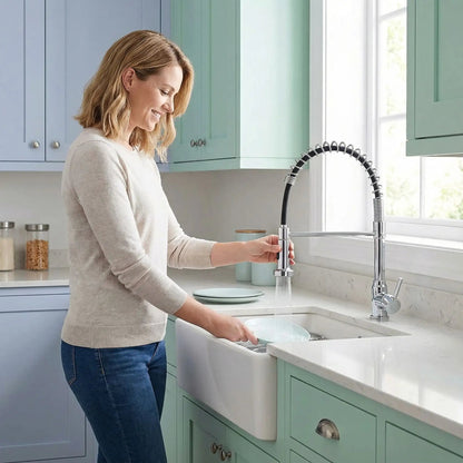 femmevaissellemitigeurcuisine