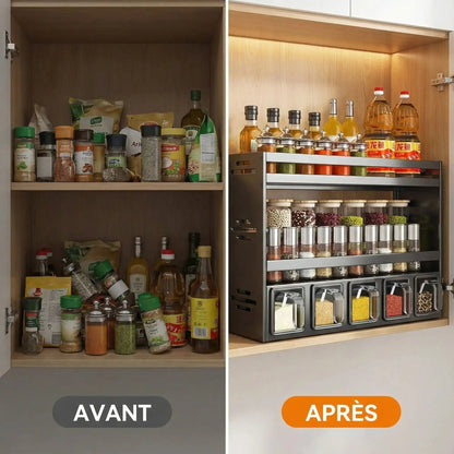 Étagère de rangement pour huiles et épices | Aluminium. Lunivers-du-Rangement