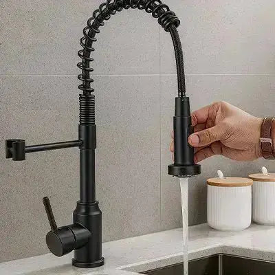 mitigeur cuisine flexible noir douchette extractible rotation 360 pratique