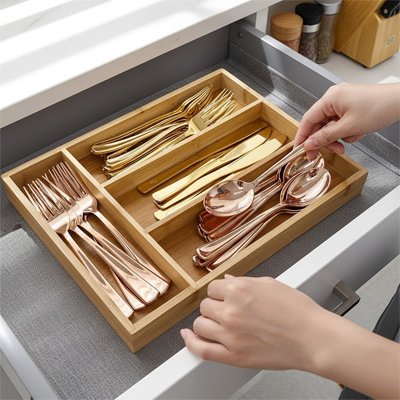 organisateurtiroircouvertsbamboufacilerangercuilleresfourchettesorrose