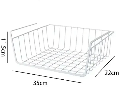 panier rangement sous etagere blanc grand format 35cm metal placard cuisine suspendu