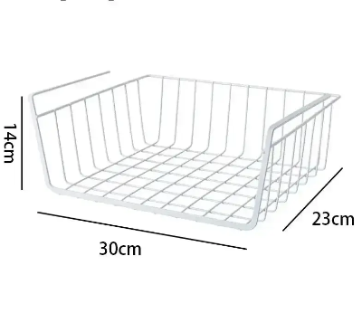 panier rangement sous etagere dimensions 30 23 14 cm organisateur metal blanc