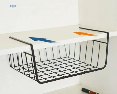 panier rangement sous etagere installation sans percage organisateur placard metal noir