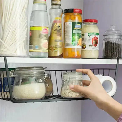 panier rangement sous etagere metal noir organisateur cuisine etagere suspendue