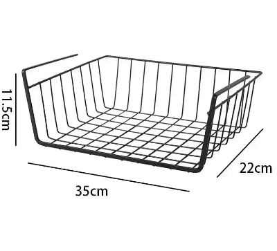 panier rangement sous etagere noir dimensions 35cm longueur 22cm largeur 11.5cm hauteur