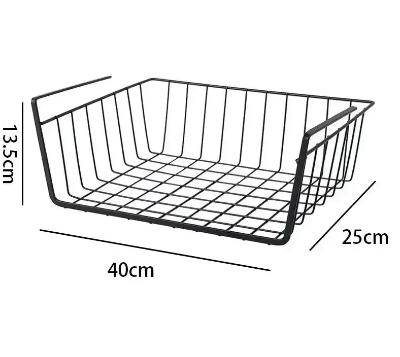 panier rangement sous etagere noir xl dimensions 40cm longueur 25cm largeur 13.5cm hauteur