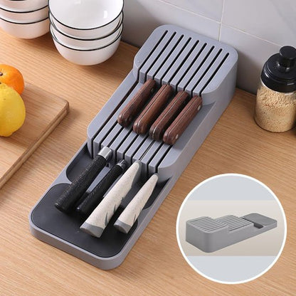 rangecouteauxtiroircompactplastiquegrisantiderapantorganisationcuisine