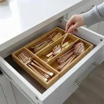 range couvert bambou tiroir compartiments organisation pratique elegant
