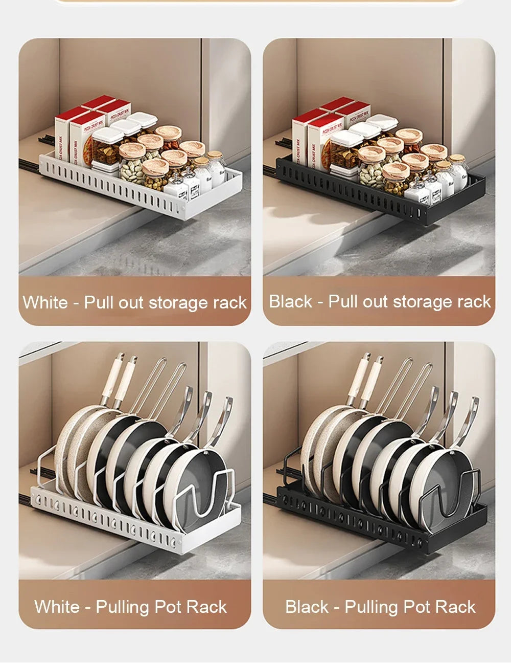 rangementtiroircoulissantcuisineorganisateurcasserolesbocauxblancnoir
