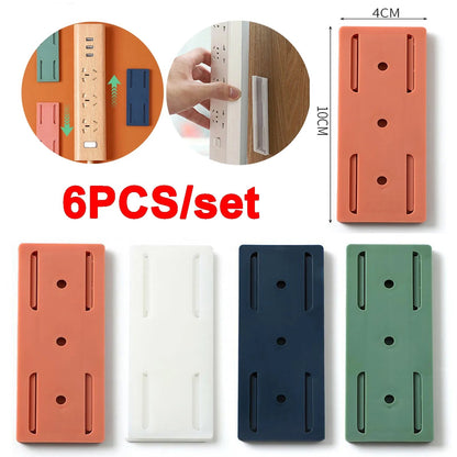 Self-Adhesive Power Socket Strip Fixator Wall Mounted Self Adhesive Punch Free Row Plug Holder for Kitchen Home Office - Lunivers-du-Rangement