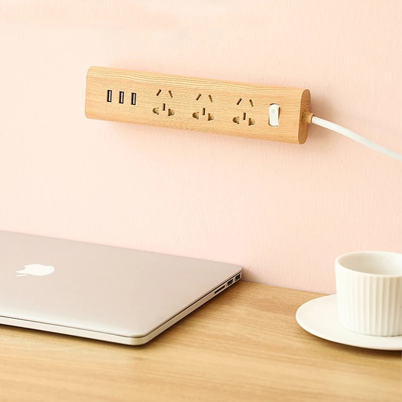 Self-Adhesive Power Socket Strip Fixator Wall Mounted Self Adhesive Punch Free Row Plug Holder for Kitchen Home Office - Lunivers-du-Rangement