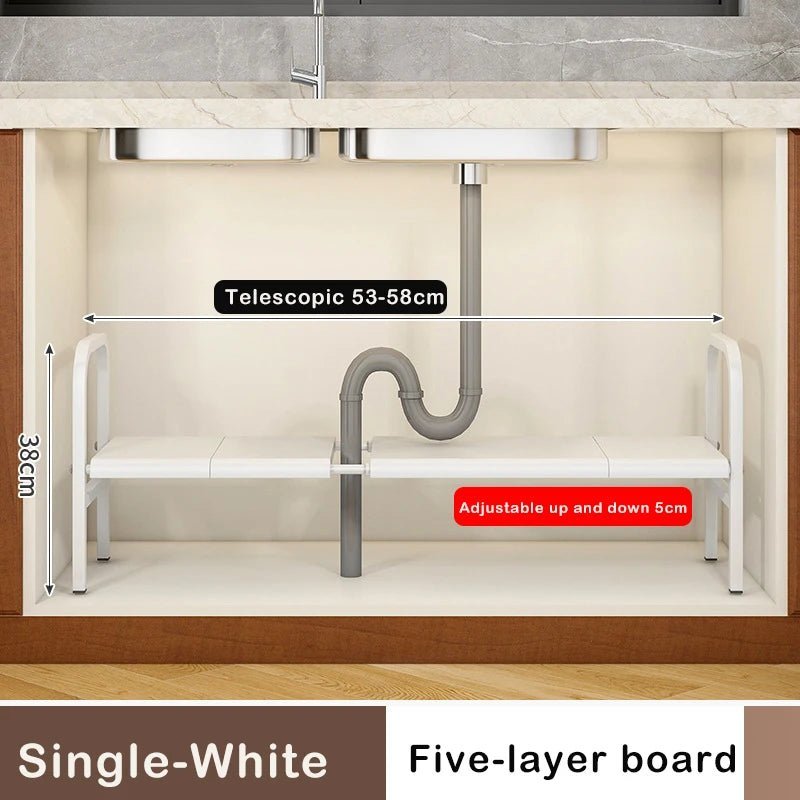 Shelf Under The Sink Flexible Layered Rack Cabinet Organizer Sundries Telescopic Holder Countertop Storage Rack Under Sink Shelf - Lunivers-du-Rangement