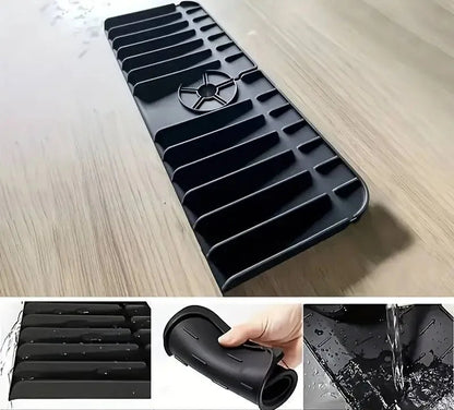 tapisdegouttoirensiliconenoiravecrainuresantidebordementetmatieresouplepourevier